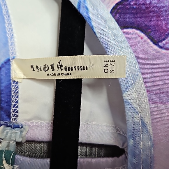 INDIA BOUTIQUE BLUE FLORAL SUMMER / BEACH DRESS - Picture 4 of 8